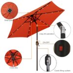Blissun 7.5 ft Solar Umbrella 18 LED Lighted Patio Umbrella Table Market Umbrella, Orange