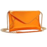 Yokawe Clutch Purses for Women Envelope Evening Handbags Weddding Crossbody Bag Nightout Party Prom Shoulder Bags (Orange)