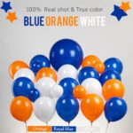 FROUFING Blue and orange white balloon Garland arch Arch Kit 125PCS with mylar star balloons for boy mens baby shower Birthday Party Graduation 2024 ceremony Decorations (Blue orange white)