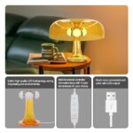 DENGALA Orange Retro Transparent Mushroom lamp,3 Lighting Modes,Room Aesthetic Modern Lighting Lamp,Retro Living Room Decor Lamp