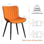 YOUNUOKE Orange Dining Chairs Set of 2 Upholstered Mid Century Modern Kitchen Chair Armless Faux Leather Accent Guest Side Chair with Back and Metal Legs for Living Reception Waiting Room Bedroom