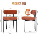 LONXIU Boucle Dining Chairs Set of 4, Mid Century Modern Dining Chair Kitchen & Dining Room Chairs, Curved Backrest Boucle Chair Round Upholstered Dining Chairs with Metal Legs, Orange