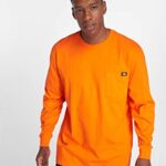 Dickies Men’s Long Sleeve Heavyweight Crew Neck, Orange, Large