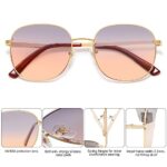 SOJOS Classic Square Sunglasses for Women Men with Spring Hinge Sunnies SJ1137, Gold/Grey&Orange
