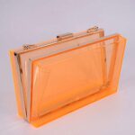 WEDDINGHELPER Transparent Clear Acrylic Square jelly Evening Bag for Women,Fashion Lovely Shoulder Bag for Dinner Party Travel (Orange 2)