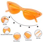 Przene Retro Vintage Tinted Lens Women Eyewear Cat Eye Sunglasses (Fluorescent orange frame/Orange lens)