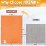 FIXSMITH Microfiber Cleaning Cloth -Pack of 12, Highly Absorbent Cleaning Rags(Grey&Orange), 16″X12″ All Purpose Cleaning Towels for Housekeeping, Kitchen, Car, Reusable Microfiber Towels