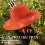 Home Prefer UPF50+ Mens Womens Sun Hat Wide Brim Fishing Hat Large Foldable Sun Protection Hat Beach Gardening Hat Orange