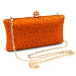 Women Handbags Rhinestone Party Prom Wedding Bride Evening Bags Crystal Party Clutches Bag (Orange)