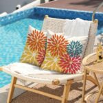 DFXSZ Outdoor Pillow Covers 18×18 Inch Set of 2 Orange Yellow Red Flower Decorative Waterproof Fall Summer Outdoor Pillow Covers for Patio Funiture Garden Couch 168G