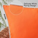MIULEE Pack of 2 Outdoor Waterproof Pillow Covers Decorative Farmhouse Throw Pillow Covers Square Solid Color Couch Pillow Covers Spring for Patio Tent Bed Sofa Living Room 18×18 Inch Bright Orange