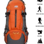Esup 50L Hiking Backpack Men Camping Backpack with rain cover 45l+5l Lightweight Backpacking Backpack Travel Backpack (Orange)