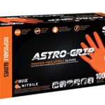 SAS Safety 66574 Astro-Grip Powder?Free 7 Mil Nitrile Gloves, X-Large, Orange 100/BX