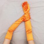 Orange satin gloves, gloves Orange, elbow Orange glove, long glove Orange, long Orange gloves, Orange gloves women, Orange long gloves, glove women Orange, Orange length gloves, costume Orange gloves