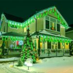 Kwaiffeo Christmas Lights for House, Meteor Shower Lights for Halloween Decorations Christmas Party St. Patrick’s Day, UL Plug, Green Christmas Lights