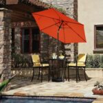 JEAREY 7.5FT Patio Umbrella Market Table Umbrella with 6 Sturdy Ribs, Push Button Tilt/Crank Outdoor Umbrella for Garden, Deck, Backyard, Pool and Beach,Orange