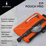 ALPAKA Zip Pouch Pro – Minimalist Zipper Wallet Orange – with RFID Blocking | ID Card Holder Wallet with Zipper for Men with Multi-tool Slot, 5.11” x 3.34”