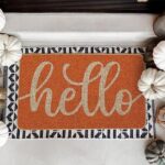 Artoid Mode Orange Hello Fall Doormat, Autumn Home Decor Low-Profile Switch Rug Door Mat Floor Mat for Indoor Outdoor 17×29 Inch
