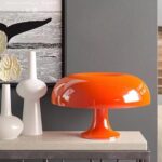 Juodkeo Orange Mushroom Lamp, 20W Vintage Table Lamp, 3 Colors Dimmable, Retro Lamp for Room Aesthetic Decor, Plug Powered, 4Pcs Bulb Included