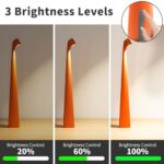 HAPYGI Portable Cordless LED Desk Lamp, Rechargeable Wireless Table Lamp, 3-Level Brightness, Patio & Bedside Night Light, Dining Room Ambient Reading Light (Orange)