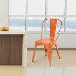 Dopinmin Dining Chairs Dining Chairs Set of 4 Kitchen Chairs Tolix Side Bar Chairs Metal Dining Chair 18” Seat Height Dining Room Chairs Stackable Chairs Indoor/Outdoor Patio Chairs,Orange