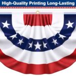 2 Pack 3×6 Ft American Pleated Fan Flag, USA Patriotic Flag Bunting Half Fan Banner for Outside Red White and Blue Decor Memorial Day Independence Day 4th of july Decorations