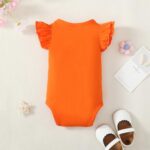 Magic Park 0-24M Infant Girl Romper Baby Girls Solid Color Bodysuit Toddler Ruffle Jumpsuit Shirts Casual Tops Baptism Shirt (Orange, 3-6 Months)