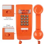 Sangyn Retro Wall Phones for Landline with Loud Mechanical Ringing Vintage Wall Mount Phone with Volume Adjustable Old Fashioned Corded Telephone for Kitchen Home School Hotel Office, Orange