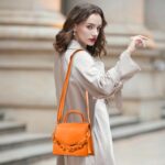 Small Crossbody Bags for Women Girls Trendy Top Handle Satchel Purses with Detachable Acrylic Chain,Orange Purse with Card Holder(Orange)