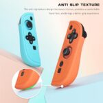 RHOTALL Protective Case for Nintendo Switch 2 joycon Controllers, Soft Anti-Slip Ergonomics Silicone Protective Shell Cover Compatible with Switch 2 joycon Skin with 2 Thumb Grips – Blue Orange