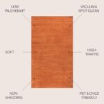 JONATHAN Y SEU100M-8R Haze Solid Low-Pile Area Rug, Coastal, Bohemian, Minimalist, Classic, Farmhouse, Casual, Glam for Living Room, Dining Room, Bedroom, Kitchen, Orange, 8′ Round