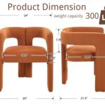 VESCASA Modern Barrel Dining Chairs Set of 2 with Open Back, Upholstered Velvet Accent Kitchen Armchairs with Wood Legs for Dining Room Reception Small Space, Orange