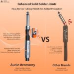 Guitar Cable 10 ft, Right Angle, Kevlar-Reinforced Braided & Inside Heat Shrink Double Shielded Instrument Cable, Better Solder for Electric Guitar, Rean Connectors by Neutrik, Neon Orange