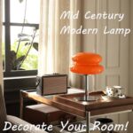 Glivpny Mushroom Lamp for Bedroom,Mid Century Modern Lamp for Nightstand, Dimmable Retro Egg Tart Bedside Small Lamps,Unique Home Mushroom Decor Aesthetic Cute Table Lamps for Living Room (Orange)
