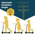 Lifemaster Mini 3-Wheel Kids Scooter with Multi-Color Wheel Lights – 4-Height Adjustable Handlebar, Wide Anti-Slip Deck, Child Safety Certified, Boys & Girls Ages 2+ Supports Up to 110 lbs, Orange