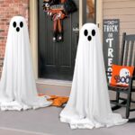 Halloween Decorations Outdoor Indoor-2 Packs Light Up Ghost-Lighted Spooky Ghost Decor with LED String Lights for Home Outside Porch Garden Yard Lawn Party Decorations