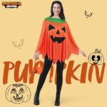 Spooktacular Creations Women Pumpkin Poncho Costume Adult, Pumpkin Costume Set, Halloween Costumes for Women Role Play