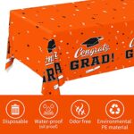 Graduation Party Decorations, Gongrats Grad Tablecover for Graduation Party Supplies, 3 pcs Orange Table Cloths, 54″x108″