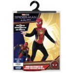 Boy’s Spider-Man Integrated Suit Value Costume, Black and Red Spidey Outfit for Halloween, Super Hero Dressup Large