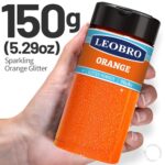 LEOBRO Orange Glitter, 150g/5.29oz Extra Fine Fluorescent Glitter Powder for Resin Arts, Crafts, Party & Halloween Decor