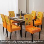 JQinHome Sunflower Chair Covers for Dining Room Set of 6, High Stretch Removable Washable Parsons Chair Slipcover for Home Party Hotel Wedding Ceremony (Orange,6PCS)