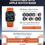 MoKo Ocean Band Compatible with Apple Watch Ultra 2 Band 49mm 46mm 45mm 44mm 42mm for Men Women, Silicone Replacement Strap Sport Wrist band for iWatch Series 10 9 8 7 6 5 4 SE Ultra 2, Orange