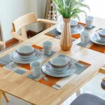 Grey and Orange Placemats Set of 4,Washable Heat Resistant Non-Slip Gray Placemats for Dining Table Coffee Kitchen Decor Modern Art Farmhouse Cloth Table Mat 12×18 Inch Burnt Dark Orange Place Mats