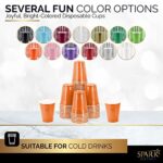 Amcrate Disposable Cups, Orange 18-Ounce Plastic Party Cups, Strong and Sturdy for Wedding, Christmas, Halloween, 50 Pack