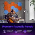 Ekkogo Acoustic Panels 12-Pack Soundproof Wall Panels 12″X10.4″X0.4″ Sound Panels High Density Sound Dampening Panels – [Poppy Orange Hexagon]