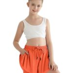 Girls Flowy Shorts Orange Athletic Butterfly Shorts Quick Dry Girls Running Short 2 in 1 Kids Skirts Drawstring Butterfly Skorts Girl 10-12