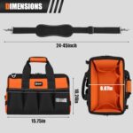 UUP Heavy Duty Tool Bag 15-Inch, 16-Pocket Portable Soft Tool Box Organizer Storage, Handle Tactical Carry Tote Empty Toolbox with Large Zipper, Father Day Dad Men Gift for Mechanic Engineer, Orange