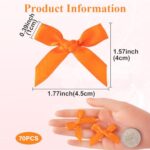 Mxxipp 70pcs Mini Ribbon Bows for Craft, Small Satin Ribbon Bow, Soft Bowknot Sewing Accessories for Flowers Bakery Gift Wrapping Christmas Wedding Birthday Party Decoration- Orange