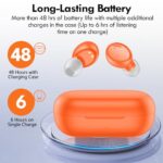 Lanteso True Wireless Bluetooth 5.3 Earbuds, 48H Playtime,Light Weight Headphones in Ear Buds Built in Mic Headset Premium Sound with Deep Bass,Clear Calls Earphones for Sports Workout Orange