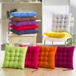 Smalibal Chair Cushion Chair Pads with Ties for Dining Chairs Bright Color Square Thick Seat Cushion for Kitchen Dining Office Chair Orange